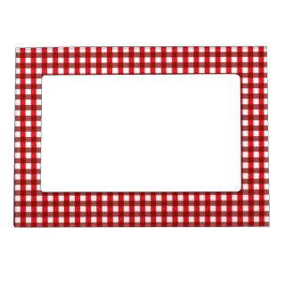 Red and White Gingham Pattern Magnetic Photo Frame