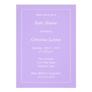 Custom Light Purple Baby Shower Invitations