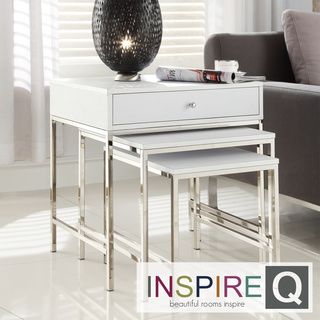 INSPIRE Q Gratten White Nesting Table Metal Accent Table INSPIRE Q Coffee, Sofa & End Tables
