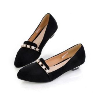 Charm Foot Fashion Rhinestone Womens Pump Low Heel Pointed Shoes Shoes