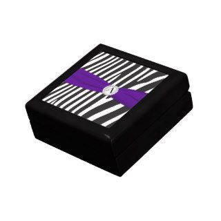 Monogram Purple Black White Zebra Skin Trinket Box