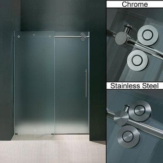 Vigo 48 inch Frameless Sliding Frosted Glass Shower Door Vigo Shower Doors