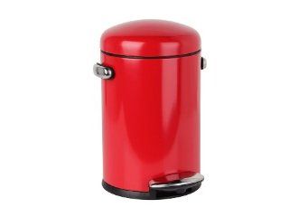 simplehuman Round Retro Step Trash Can, Red Steel, 4 1/2 Liter / 1.2 Gallon   Kitchen Waste Bins
