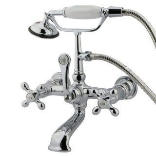 Kingston Brass CC558T1 Vintage Leg Tub Filler with Hand Shower and Straight Arm, Metal Cross Handle, Polished Chrome   Hand Held Showerheads  
