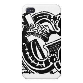 Antique Calligraphy Masonic Symbols Letter G iPhone 4 Covers