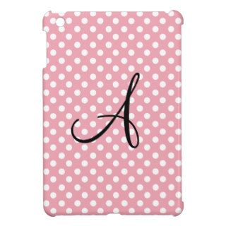 Polka dots pink white monogram case for the iPad mini