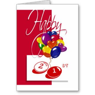 Happy 21st birthday balloons bright cards