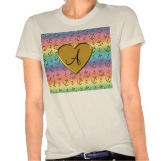Monogram rainbow gold anchors heart tshirts