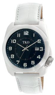 TKO ORLOGI Women's TK576 BK Genuine Ceramic Case White Leather Strap Watch Watches