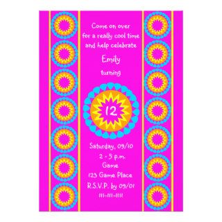 12th Birthday Party Invitation    Cool Hot Pink