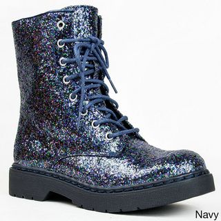 Qupid Women's 'Source 03X' Glitter Military Booties Qupid Booties