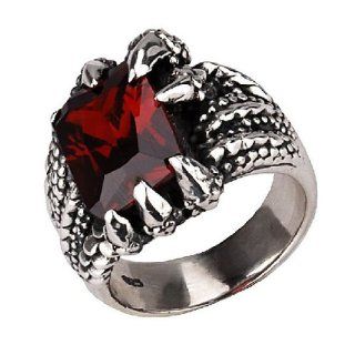 Monster Talon Ruby Red Zirconium Gemstone .925 Thai Silver Men's Cool Rings Size 10 Jewelry