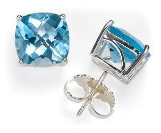 Sterling Silver Blue Topaz Stud Earrings Jewelry