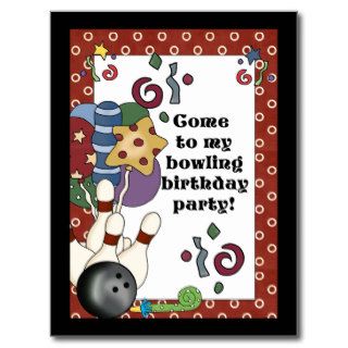 Bowling Birthday Party Invitations Post Card
