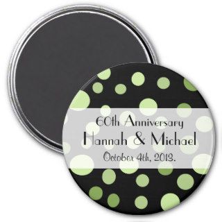 Anniversary Artistic Chic Retro Dots Spots Green Fridge Magnets