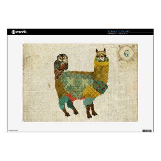 Gold Alpaca & Teal Owl Monogram Laptop Skin
