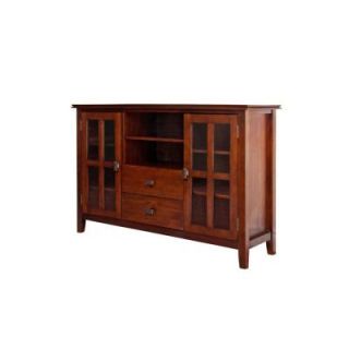 Simpli Home Artisan TV Stand in Auburn Brown Stain AXCHOL005