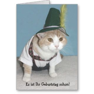 Funny Cat German Birthday Greeting Cards