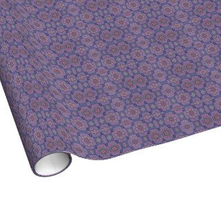 Quaint Geometric Floral Purple and Orange Wrapping Paper