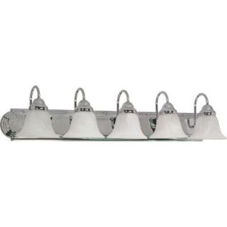 Glomar Ballerina 5 Light Polished Chrome Vanity with Alabaster Glass Bell Shades HD 319