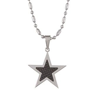 Stainless Steel Black Carbon Fiber Star Necklace Stainless Steel Necklaces
