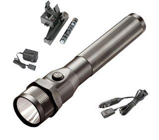 Stinger LED Rechargeable Flashlight w/ AC/DC & Holder (Black)   Basic Handheld Flashlights  