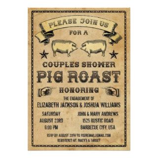 Couples Shower Vintage Pig Roast Invitation