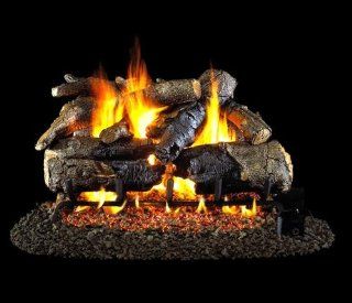 Peterson Real Fyre 18 inch Charred American Oak See thru Log Set With Vented Natural Gas G45 Burner   Match Light  