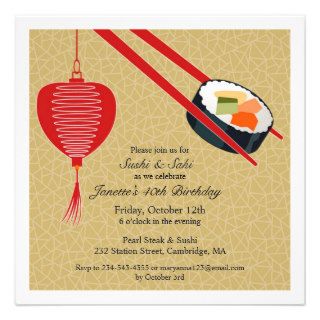 Birthday Sushi Party Flat Invitation