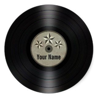 Grey Stars Personalized Vinyl Record Album Stickers