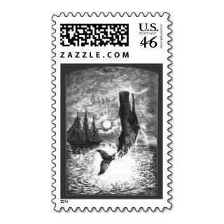 Vintage Marine Life Mammal, Sperm Whale Breaching Postage Stamp