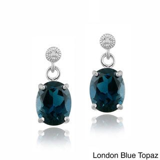 Glitzy Rocks Silver 6.4 CTW Blue Topaz and Diamond Accent Earrings Glitzy Rocks Gemstone Earrings