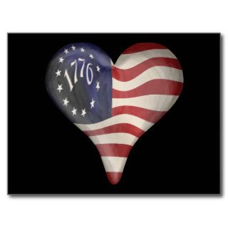 USA 1776 Flag In A Heart Postcard