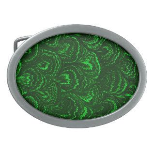 Retro Swirls Emerald Green Pewter Belt Buckle