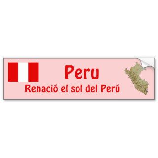 Peru Flag and Map Bumper Sticker