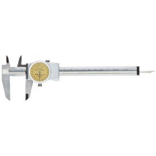 Brown & Sharpe 599 579 14 Dial Caliper, Stainless Steel, Yellow Face, 0 150mm Range, +/ 0.02mm Accuracy, 2mm Resolution, Meets DIN 862 Specifications