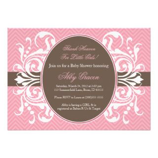 Girl Baby Shower Invitations, Pink, Brown   716