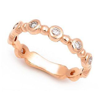 14k Rose Gold Bezel set Diamond Semi Eternity Band Ring (G H/SI, 1/3 ct.) Wedding Bands Jewelry