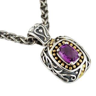 925 Sterling Silver 14K Gold Amethyst Necklace Jewelry