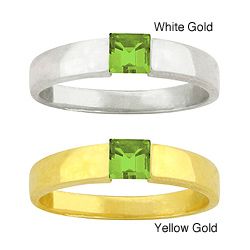 10k Gold Synthetic Peridot Contemporary Ring Gemstone Rings