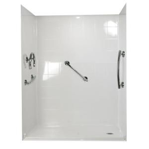 Ella Freedom 31 in. x 60 in. x 77 1/2 in. Barrier Free Roll In Shower Kit in White with Right Drain 6030 BF 5P 1.0 R WH FRDM