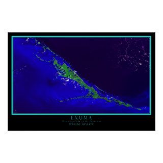 Exuma Bahamas Satellite Poster Map