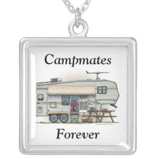 Cute RV Vintage Fifth Wheel Camper Travel Trailer Personalized Necklace