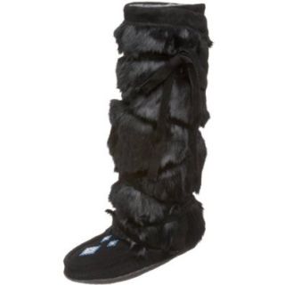 Manitobah Mukluks Women's Tall Wrap Fur Boot,Black,7 M US Shoes