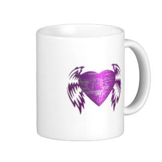 Grunge Tribal Pink Heart Wings Coffee Mug