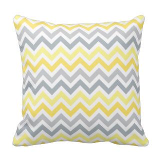 Yellow Gray Ombré Chevron Zigzag Stripes Pillow