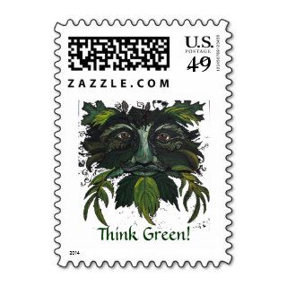 Think Green Green Man Environmental Stamp
