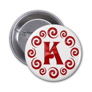 Monogram Letter K Red Pins