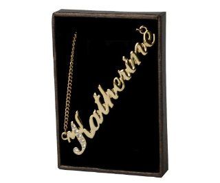 Name Necklaces Katherine   Personalized Necklace Gold Plated 18K, Belcher Chain, 2mm Thick Zacria Jewelry