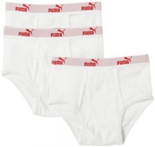 PUMA Boys 8 20 Brief 3 Pair Pack,White/Red,S(6 7) Clothing